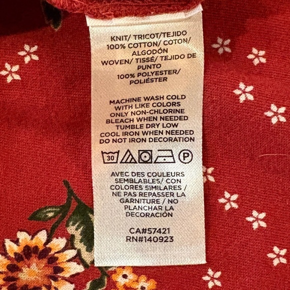 Loft Outlet Rust Floral Wide Neckline Sheer Long Sleeve Peasant Blouse; Size M - Picture 7 of 7